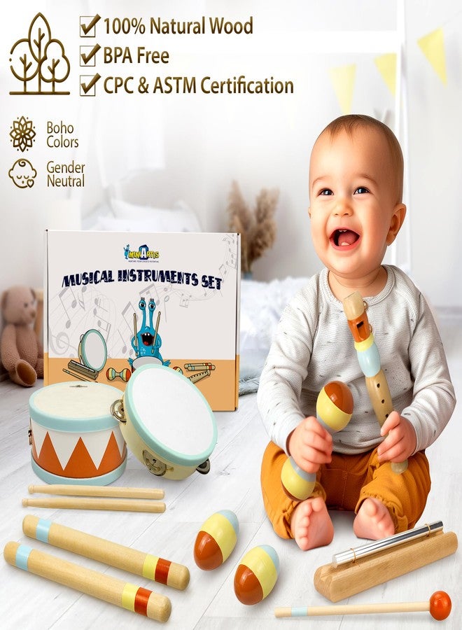 MINIARTIS Toddler Musical Instruments - Montessori Wooden Musical Toys for Toddlers 1-3 | Modern Boho Baby Drum Set with Neutral Colors Percussion Instruments | Kids Preschool Educational - Image 3